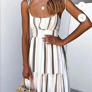 Striped printed halter strapless dress